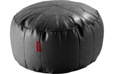 HOME Moroccan Leather Effect Footstool - Black